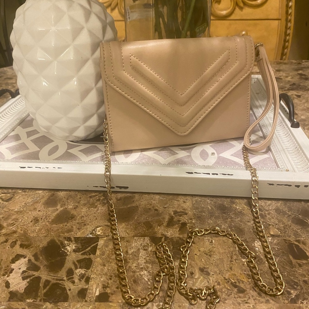 Aldo Tan Clutch with Gold Chain